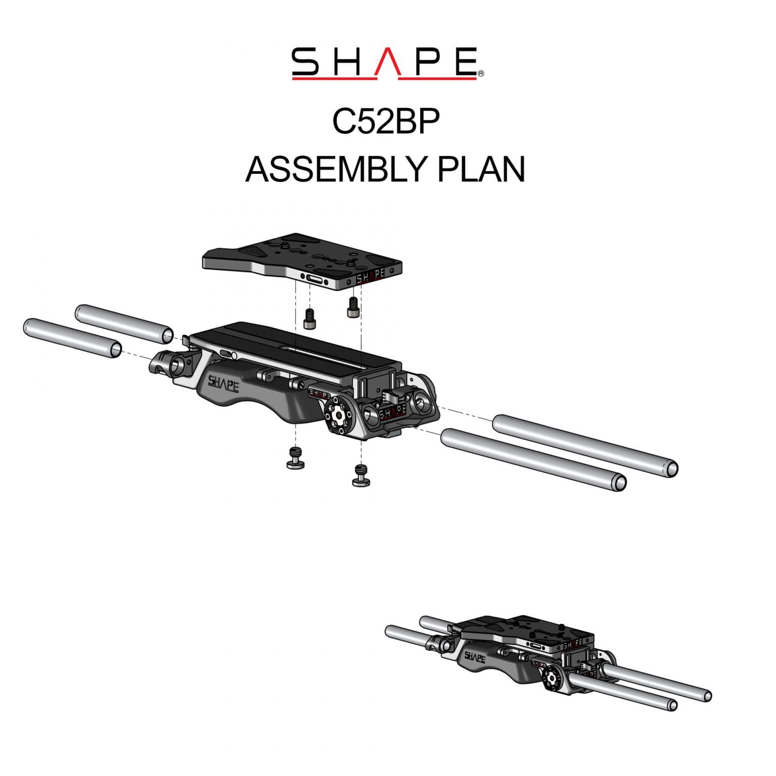 SHAPE V-Lock Quick Release Baseplate for Canon C500 MKII/C300 MKIII - SHAPE wlb