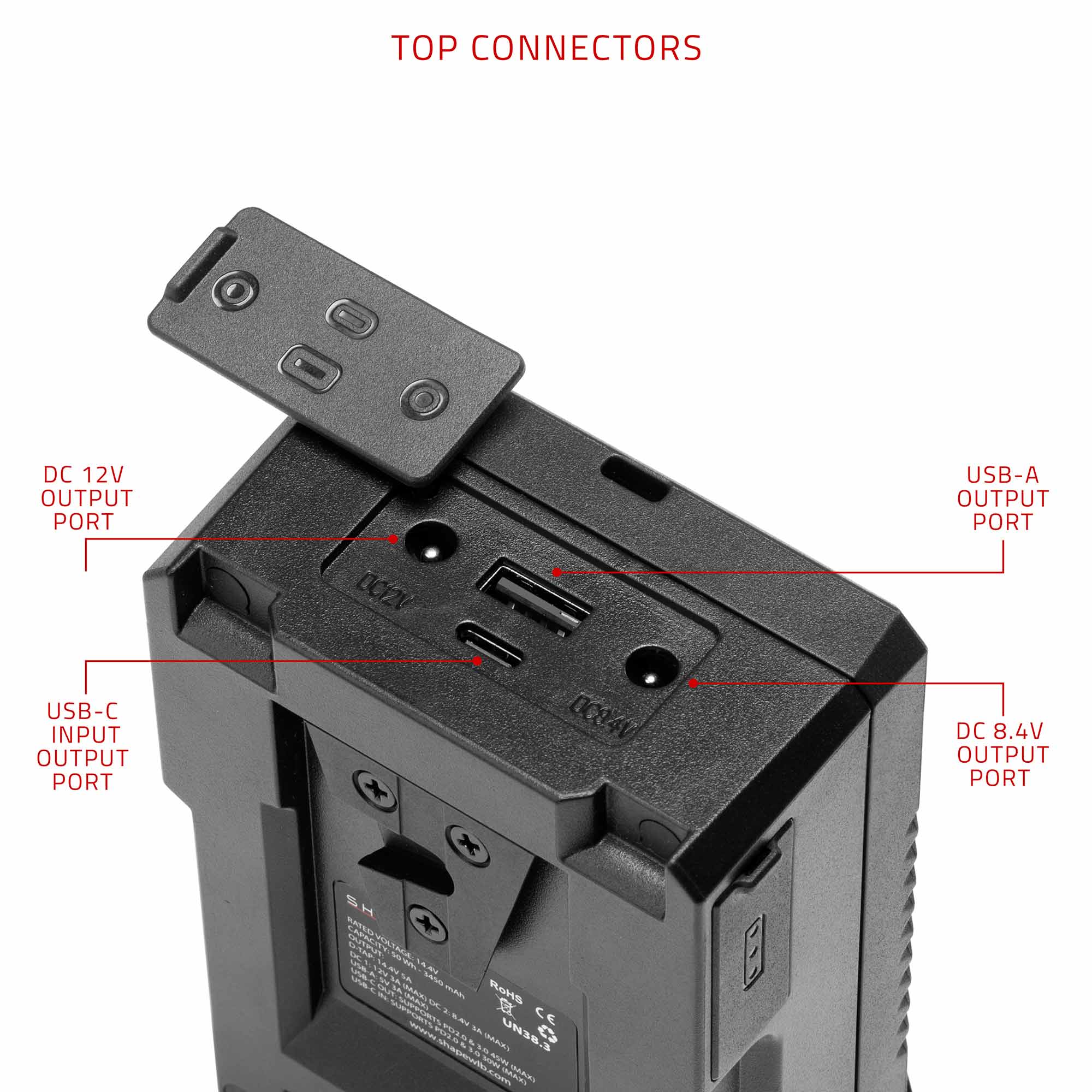 MIni-Batterie SHAPE V-Mount 50Wh Entrée/Sortie USB-C  (Pré-commande)