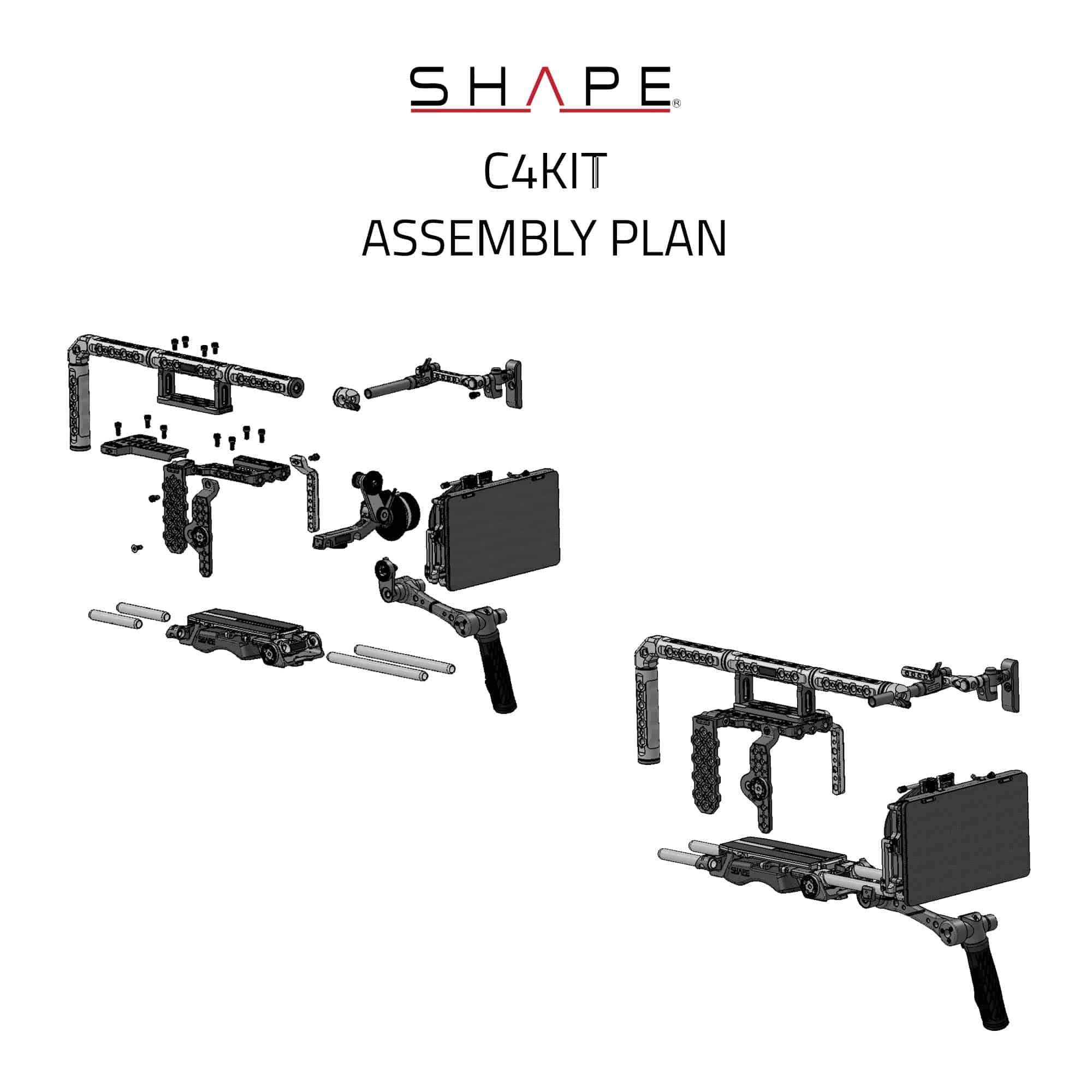 SHAPE Baseplate, Cage, Top Handle, Long VF, 4X5.6 Matte Box, Follow Focus Pro for Canon C400 Camera Rig SHAPE wlb   