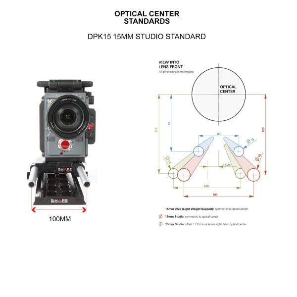 SHAPE Bridge Plate 15 mm Studio ARRI Standard with ARRI Dovetail Plate 12 inches Dovetail SHAPE wlb   