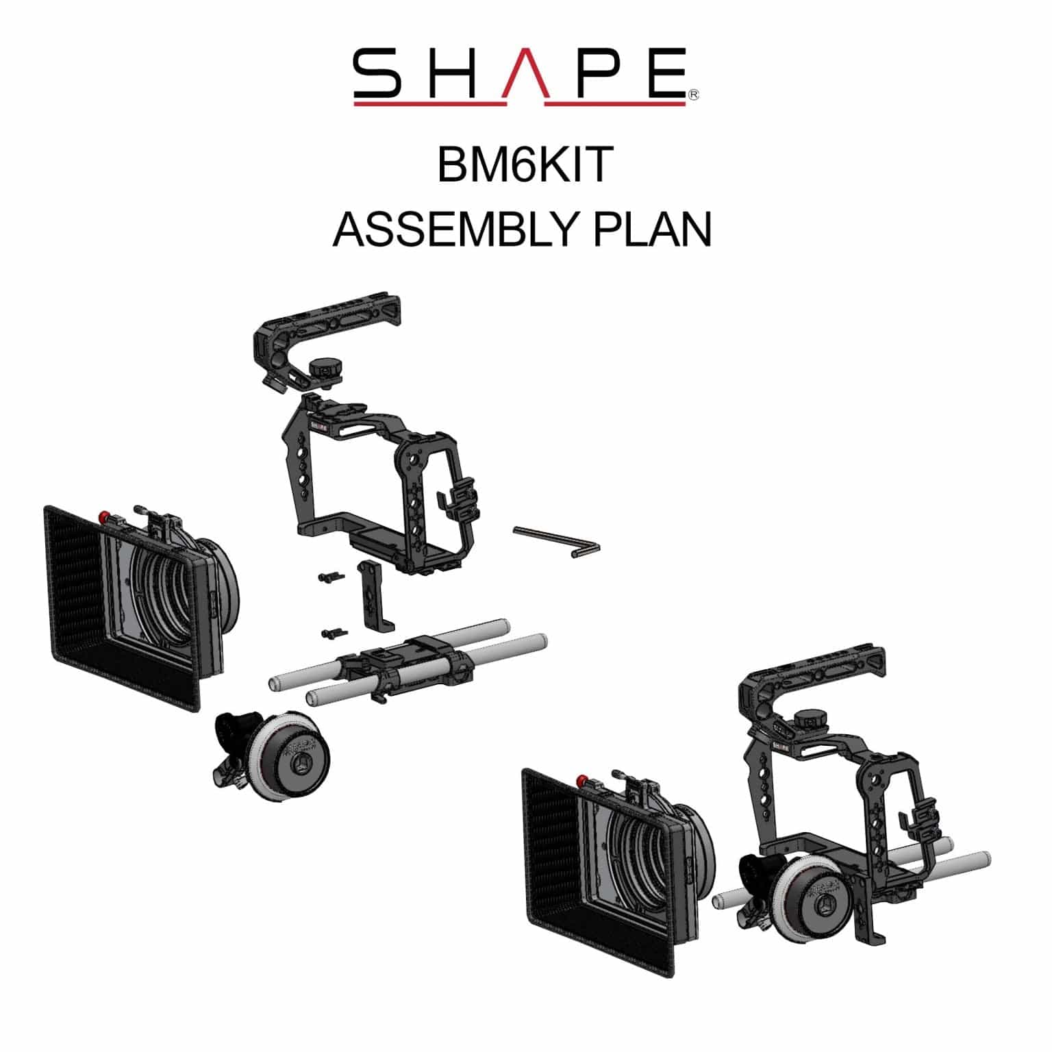 SHAPE Camera Bundle Rig Kit for Blackmagic Cinema Camera 6K/6K PRO/6K G2 - SHAPE wlb