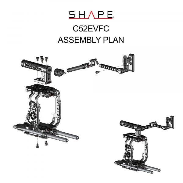 SHAPE Camera Cage, Top Handle, Rod Bloc System and View Finder Mount for Canon C500 MKII/C300 MKIII Camera Cage SHAPE wlb   