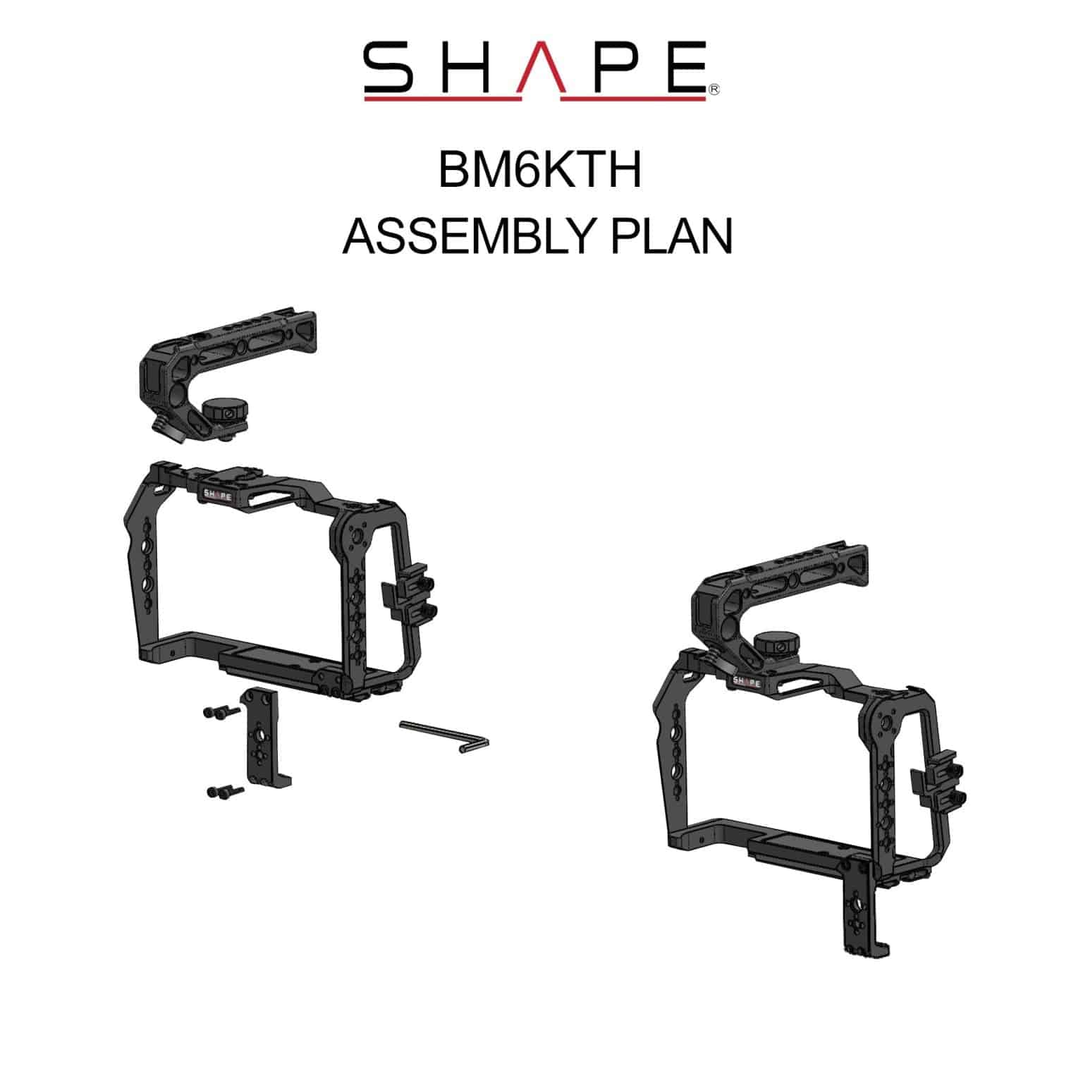 SHAPE Camera Cage with Top Handle for Blackmagic Cinema Camera 6K/6K PRO/6K G2 - SHAPE wlb