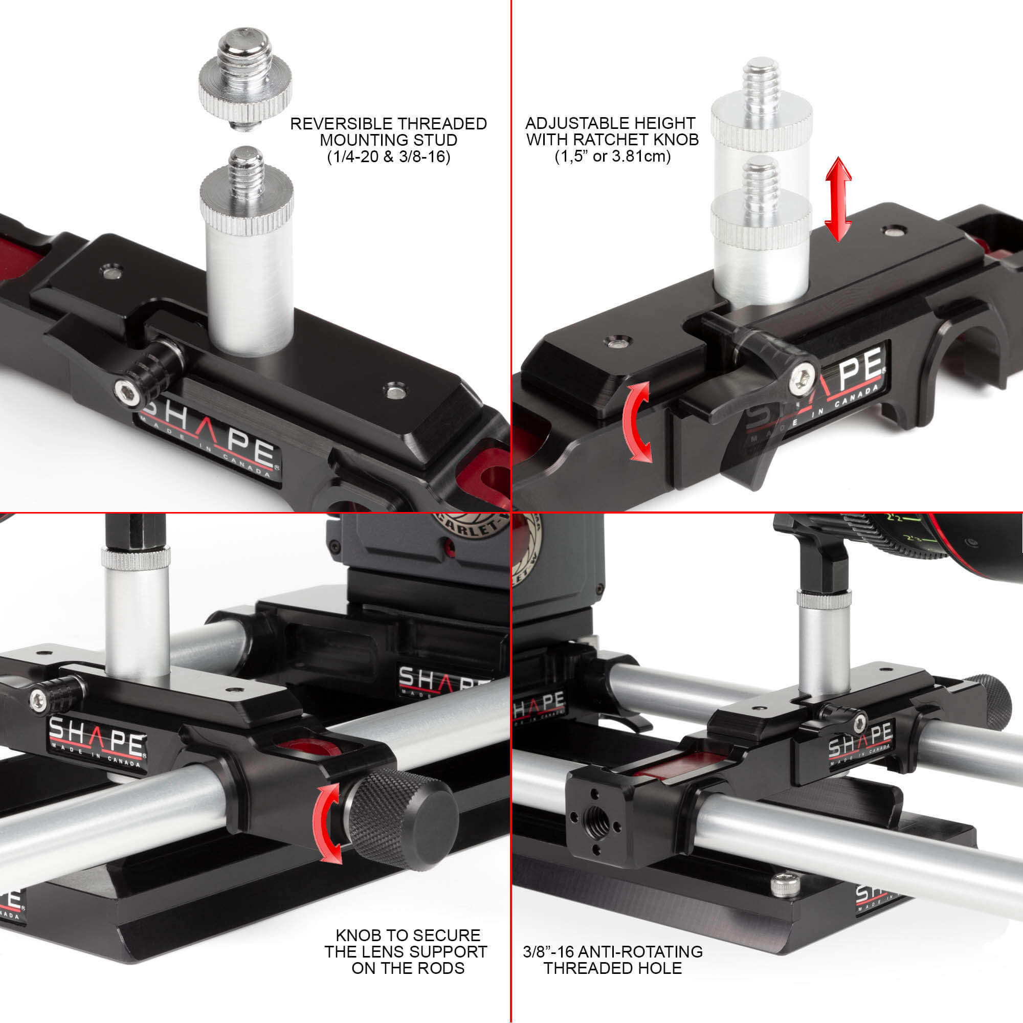 SHAPE Lens Support for 15 mm Studio Bridge Plate - SHAPE wlb