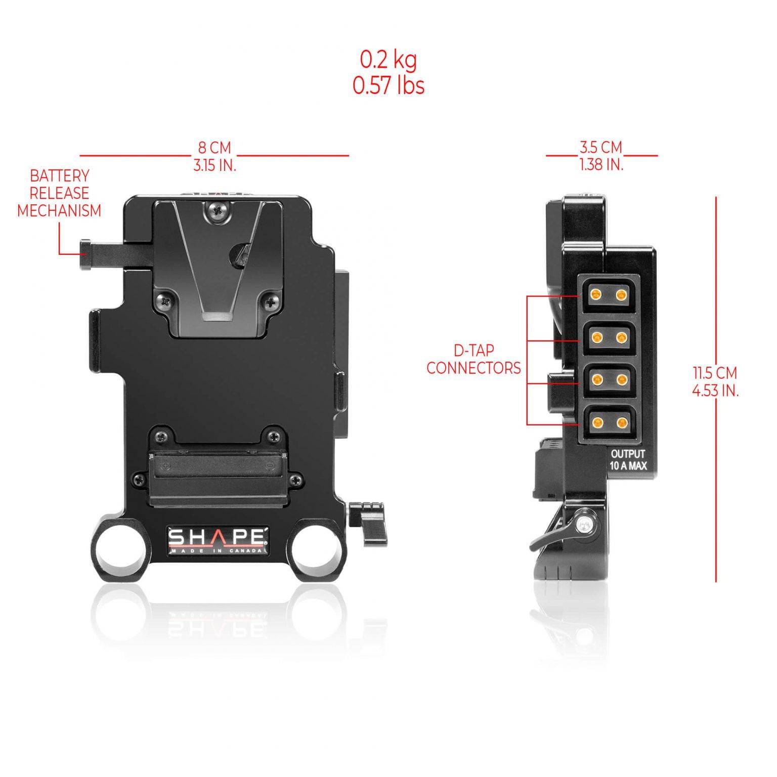 SHAPE Multi D-Tap V-Mount Plate 15 mm LWS Rod Bloc Battery Plate SHAPE wlb   