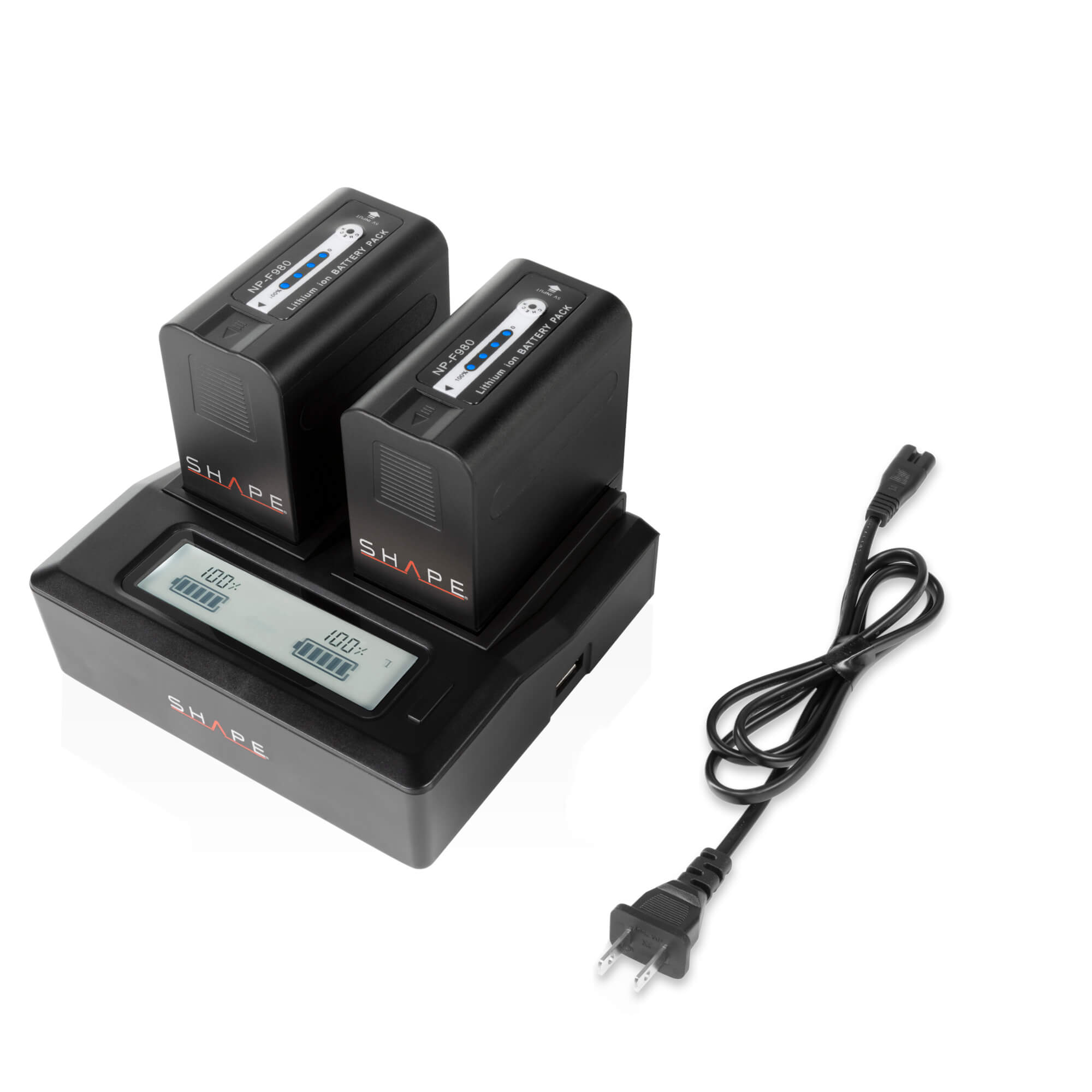 SHAPE NP - F980 Batteries with Dual LCD Charger for Sony - SHAPE wlb