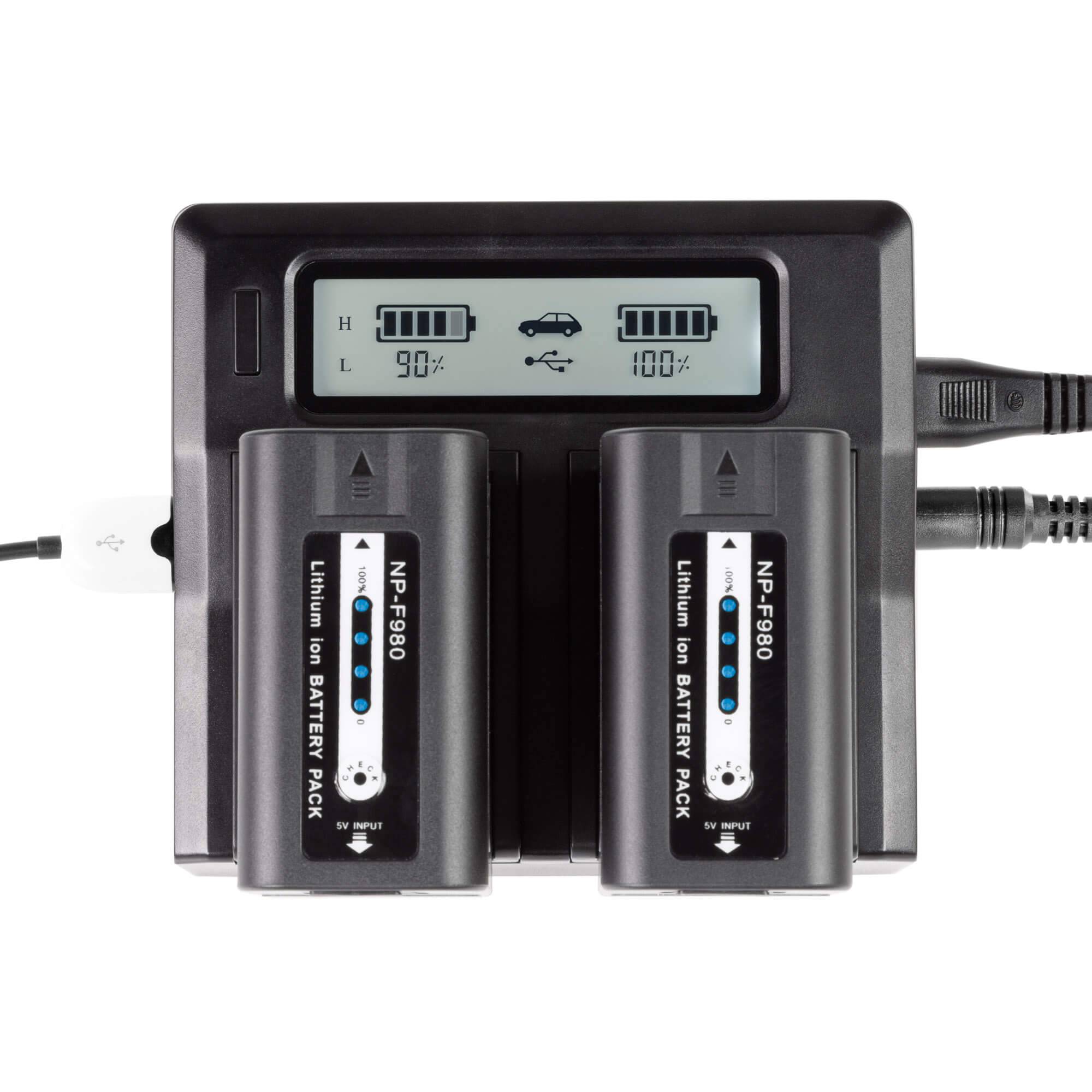 SHAPE NP - F980 Batteries with Dual LCD Charger for Sony - SHAPE wlb