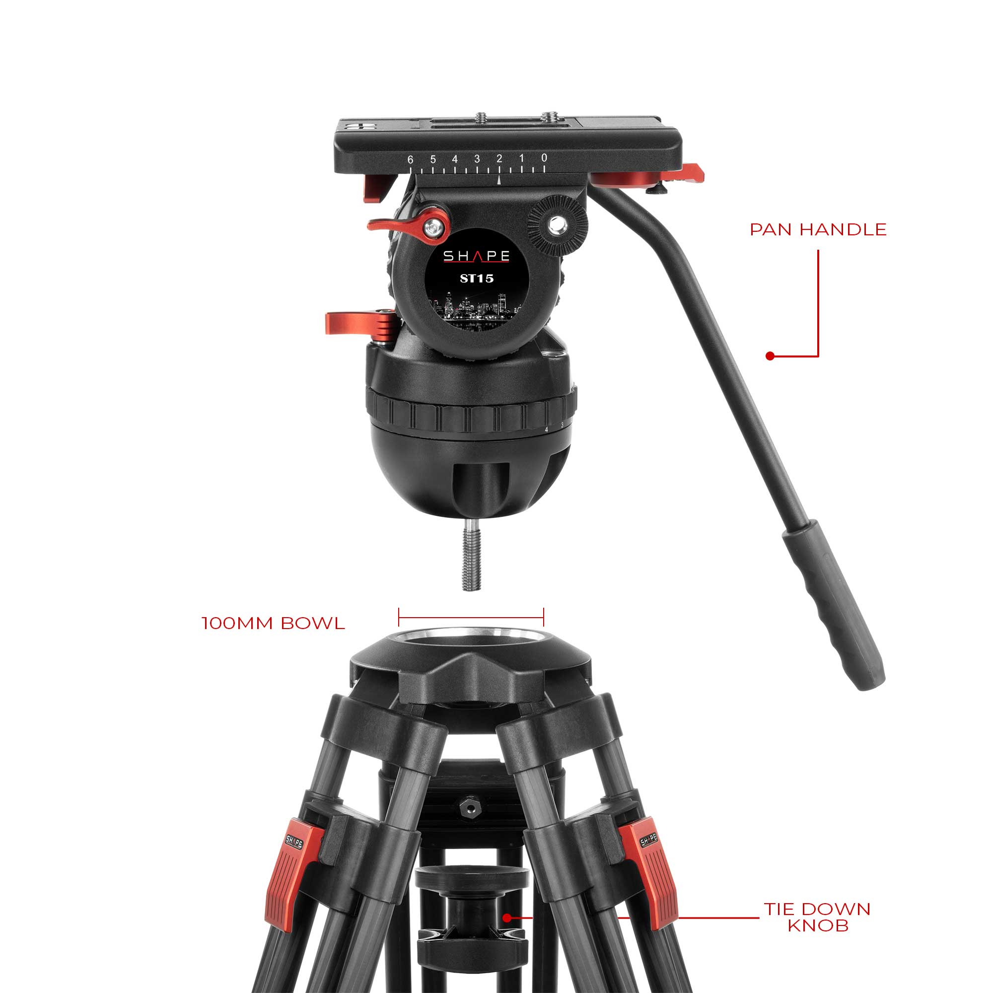 SHAPE PRO VIDEO TRIPOD 15kg CARBON FIBER LEGS & MID LEVEL SPREADER 100mm BOWL Tripod SHAPE wlb