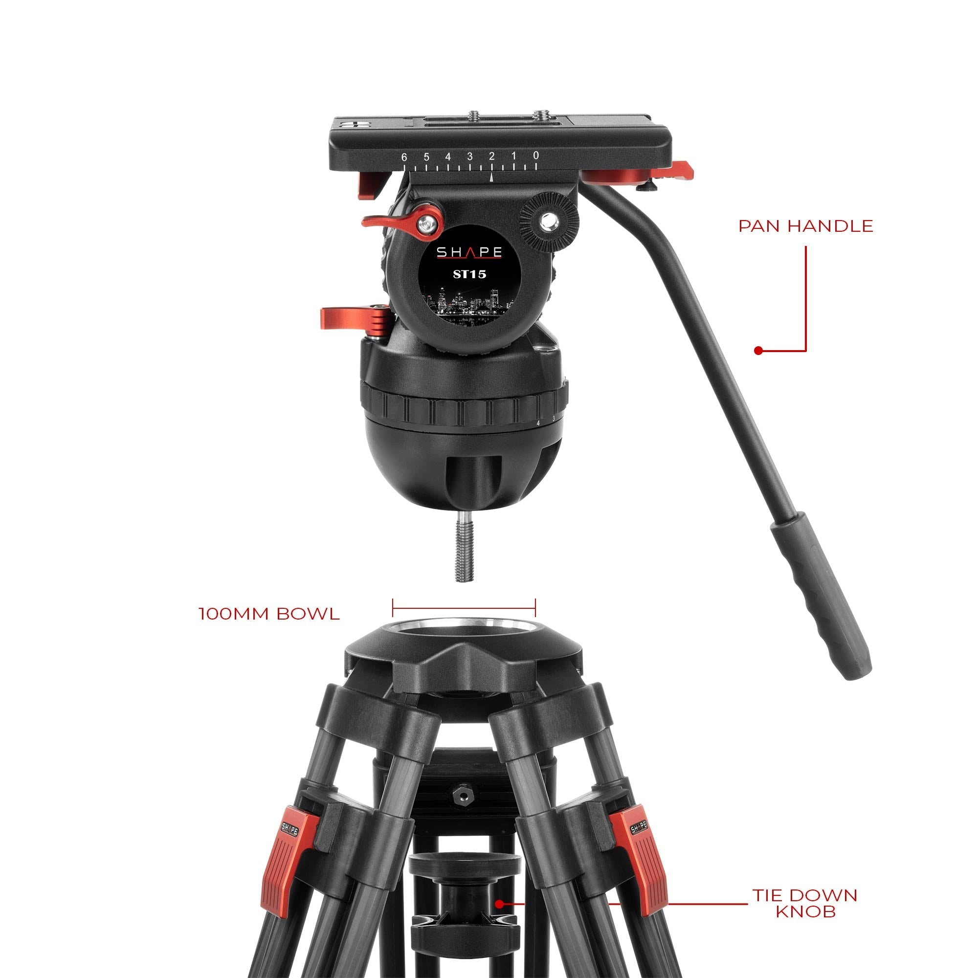 SHAPE PRO VIDEO TRIPOD 15KG FLUID HEAD 100mm BOWL CARBON FIBER LEGS Tripod SHAPE wlb