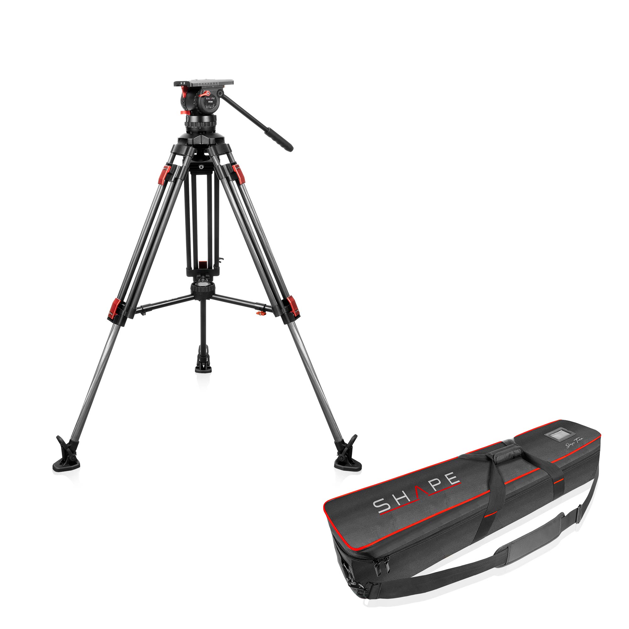 SHAPE Pro Video Tripod 20kg Carbon Fiber Legs & Mid-Level Spreader 100mm Bowl Tripod SHAPE wlb