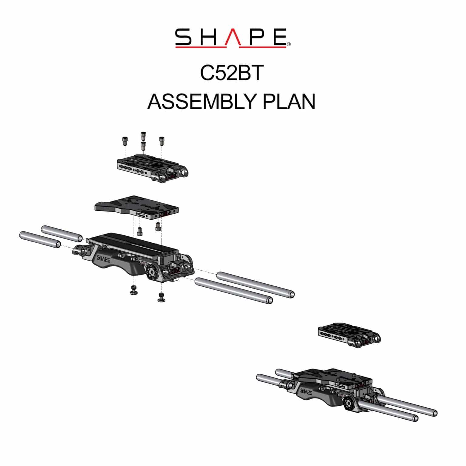 SHAPE Top Plate, Baseplate and Handle for Canon C500 MKII/C300 MKIII Top Plate SHAPE wlb   