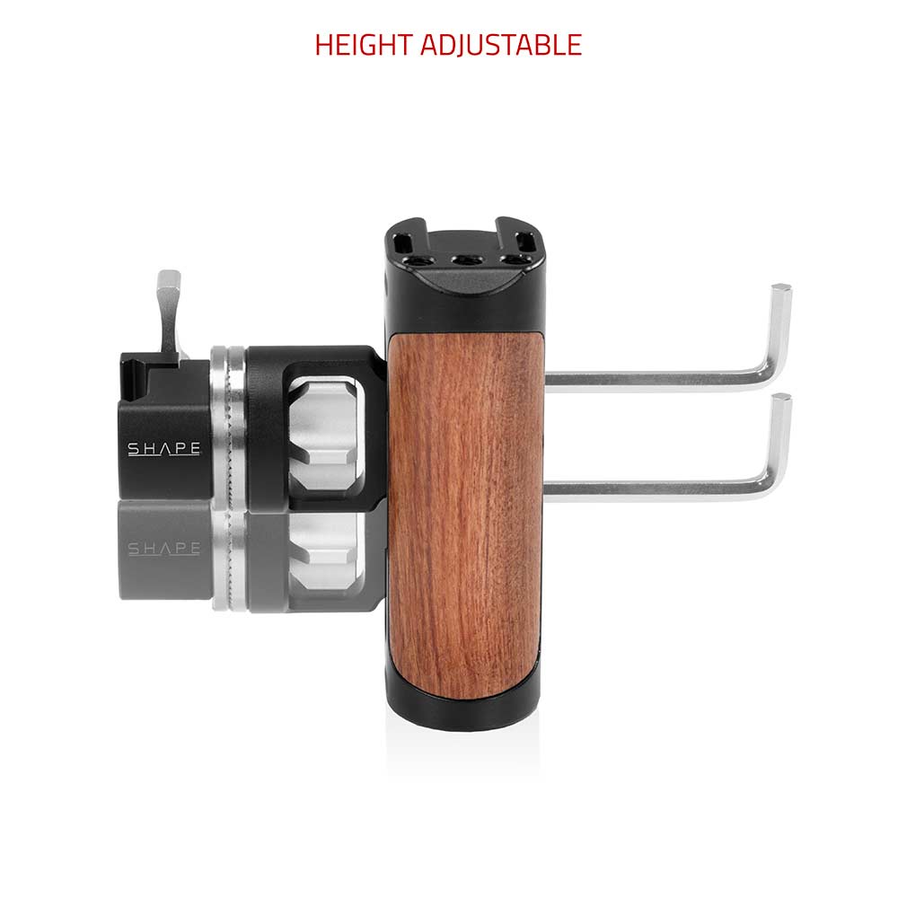 SHAPE Universal Wooden Pivoting Side Handgrip NATO Clamp with ARRI Rosette Handle SHAPE wlb